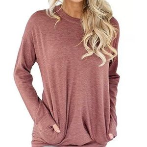 Women’s Long Sleeve Pullover Blouse Pockets